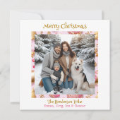 Pink and Gold Personalized Christmas シーズンカード (正面)