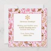 Pink and Gold Personalized Christmas シーズンカード (裏面)