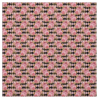 Pink and Gold Rose Floral Fabric ファブリック