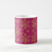 Pink and Gold Snowflakes Christmas Mug with Name コーヒーマグカップ (中央)