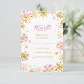 Pink and Gold Snowflakes Winter 出欠カード (スタンド正面)