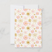 Pink and Gold Snowflakes Winter 出欠カード (裏面)