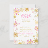 Pink and Gold Snowflakes Winter Meal Choice 出欠カード (正面)