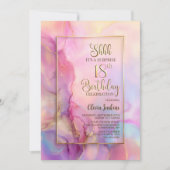 Pink and Gold Surprise 18th Birthday Party 招待状 (正面)