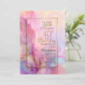 Pink and Gold Surprise 40th Birthday Party 招待状 (スタンド正面)