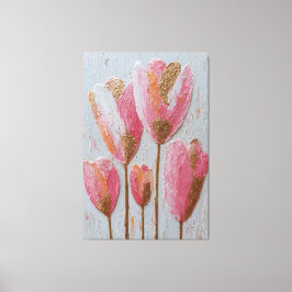 Pink and Gold Tulip Texture Abstract Wall Art キャンバスプリント