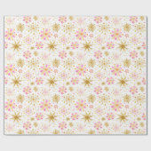 Pink and Gold Winter Snowflakes Pattern ラッピングペーパー (フラット)