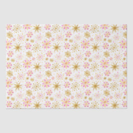 Pink and Gold Winter Snowflakes Pattern 薄葉紙
