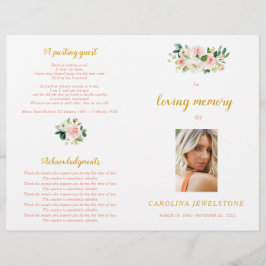 Pink And Gold Woman Celebration Of Life Program