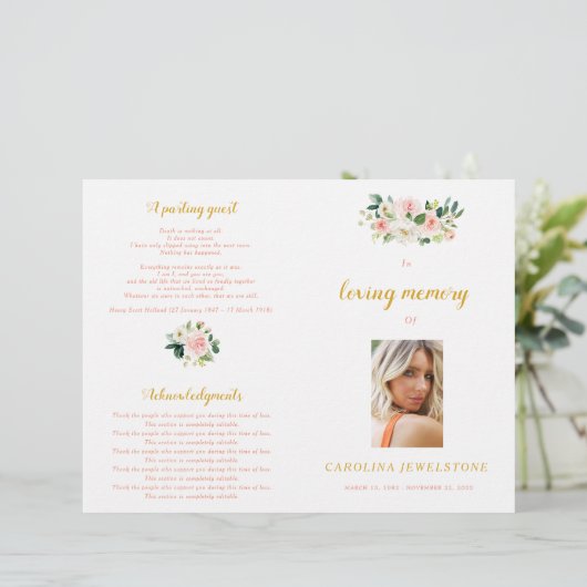 Pink And Gold Woman Celebration Of Life Program (スタンド正面)