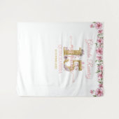 Pink and Golden Mis Quince Quinceañera Backdrop タペストリー (正面(横))