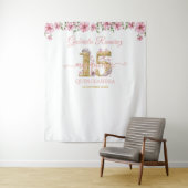 Pink and Golden Mis Quince Quinceañera Backdrop タペストリー (インサイチュ)