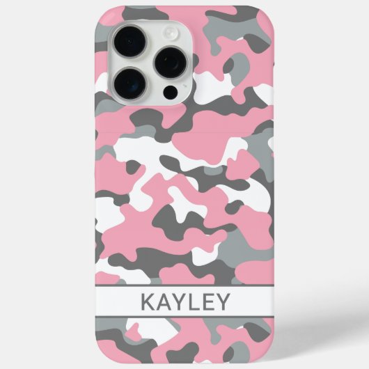 Pink and Gray Camouflage Personalized Case-Mate iPhoneケース (裏面)