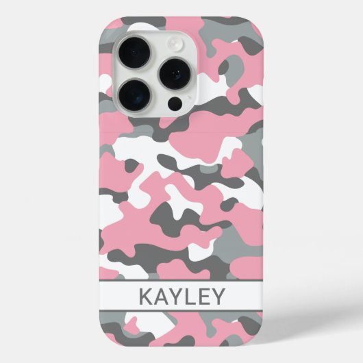 Pink and Gray Camouflage Personalized Case-Mate iPhoneケース (裏面)