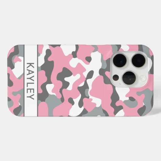 Pink and Gray Camouflage Personalized Case-Mate iPhoneケース (裏面 (横))