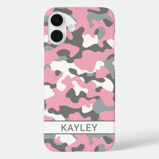 Pink and Gray Camouflage Personalized Case-Mate iPhoneケース (裏面)