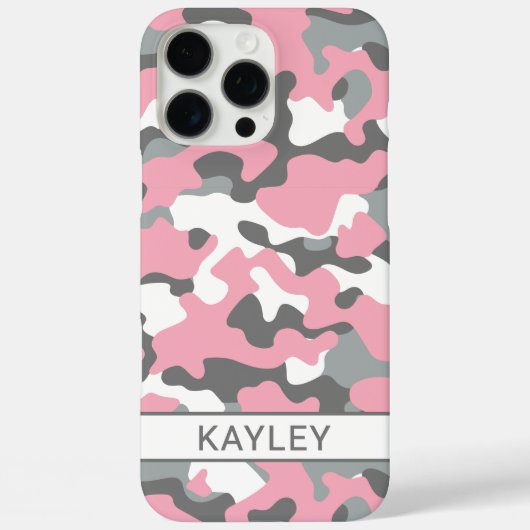 Pink and Gray Camouflage Personalized Case-Mate iPhoneケース (裏面)