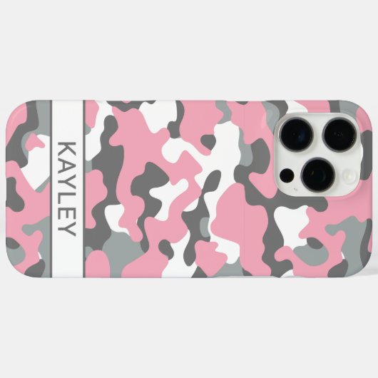 Pink and Gray Camouflage Personalized Case-Mate iPhoneケース (裏面 (横))