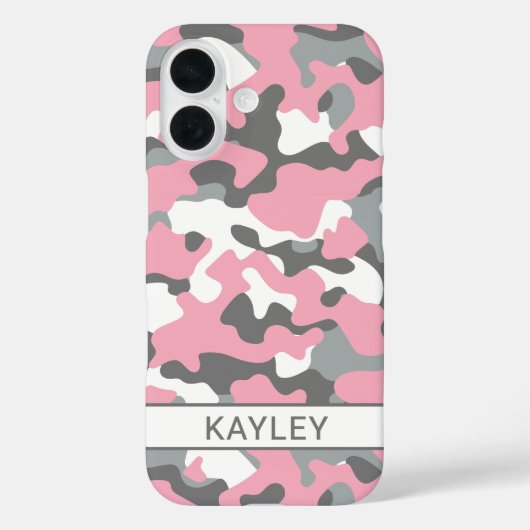 Pink and Gray Camouflage Personalized Case-Mate iPhoneケース (裏面)