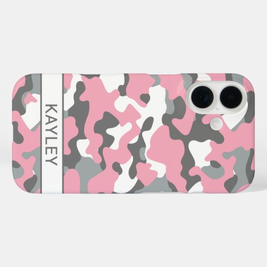 Pink and Gray Camouflage Personalized Case-Mate iPhoneケース (裏面 (横))