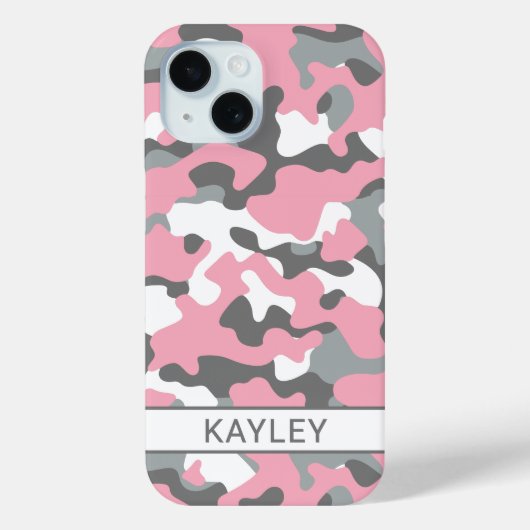Pink and Gray Camouflage Personalized Case-Mate iPhoneケース (裏面)