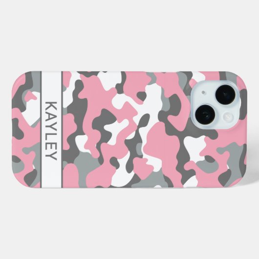 Pink and Gray Camouflage Personalized Case-Mate iPhoneケース (裏面 (横))