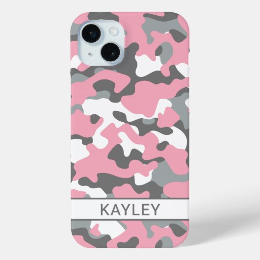 Pink and Gray Camouflage Personalized Case-Mate iPhoneケース (裏面)