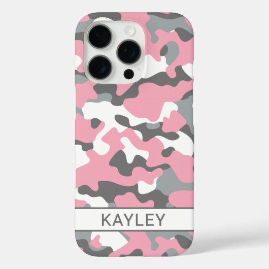 Pink and Gray Camouflage Personalized Case-Mate iPhoneケース (裏面)