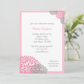 Pink and Gray Dahlia Baby Shower Invitation 招待状 (スタンド正面)