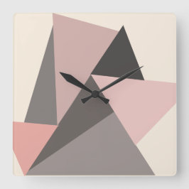 Pink and Gray Mid-century Modern Geometric   スクエア壁時計