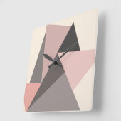 Pink and Gray Mid-century Modern Geometric   スクエア壁時計 (傾斜)
