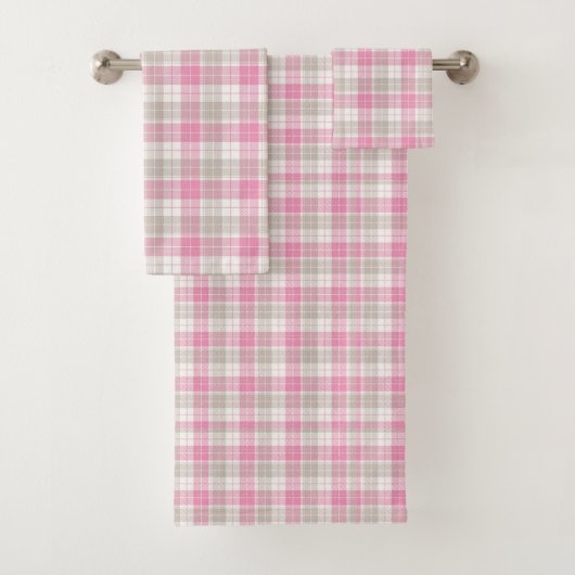 Pink and Gray Plaid Towel Set バスタオルセット (インサイチュ)