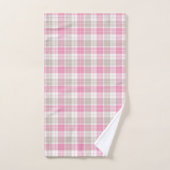 Pink and Gray Plaid Towel Set バスタオルセット (ハンドタオル)