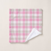 Pink and Gray Plaid Towel Set バスタオルセット (ウォッシュタオル)