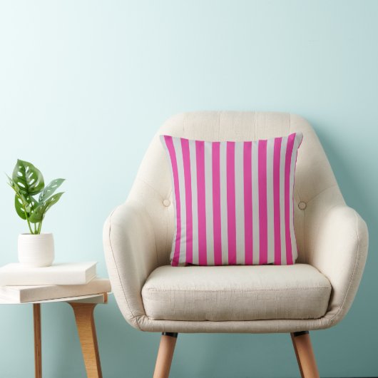 Pink and Gray Stripes  クッション (椅子)