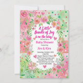 Pink and Green Baby Shower Invitation 招待状 (正面)