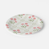 Pink and Green Bright Poppy Flowers ペーパープレート (アングル)