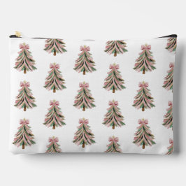 Pink and Green Brushstroke Christmas Print Bag アクセサリーポーチ