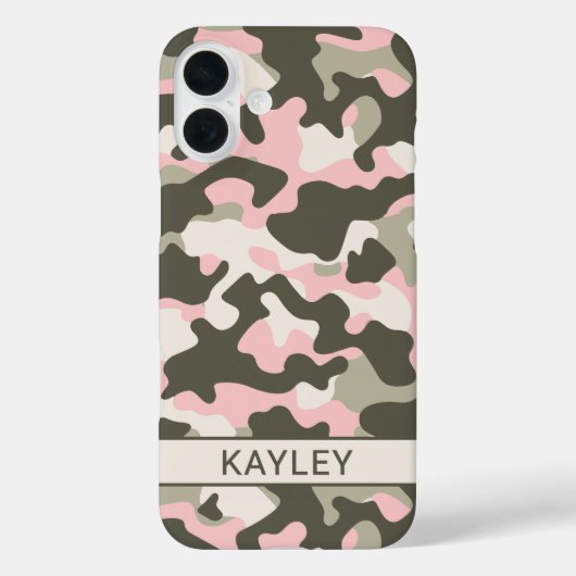 Pink and Green Camouflage Personalized Case-Mate iPhoneケース (裏面)