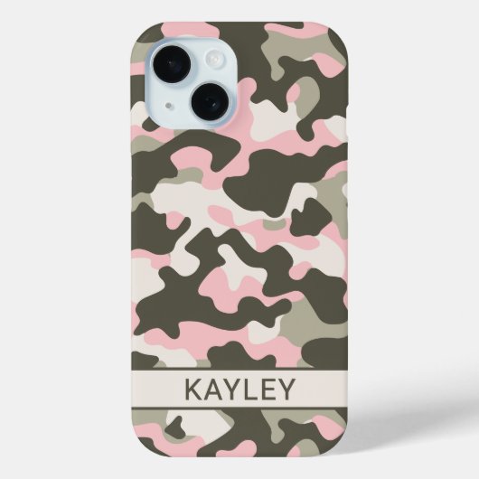 Pink and Green Camouflage Personalized Case-Mate iPhoneケース (裏面)
