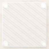 Pink and Green Candy Cane Stripes  ガラスコースター (裏面)