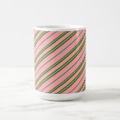 Pink and Green Candy Cane Stripes コーヒーマグカップ (中央)