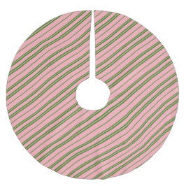 Pink and Green Candy Cane Stripes  ブラッシュドポリエステルツリースカート