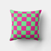 Pink and Green Checkered Print クッション (裏面)