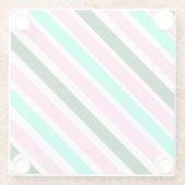 Pink and Green Christmas Candy Stripes ガラスコースター (裏面)