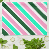 Pink and Green Christmas Candy Stripes キッチンタオル (折り畳み)