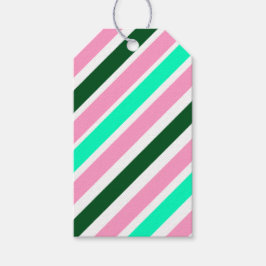 Pink and Green Christmas Candy Stripes  ギフトタグ