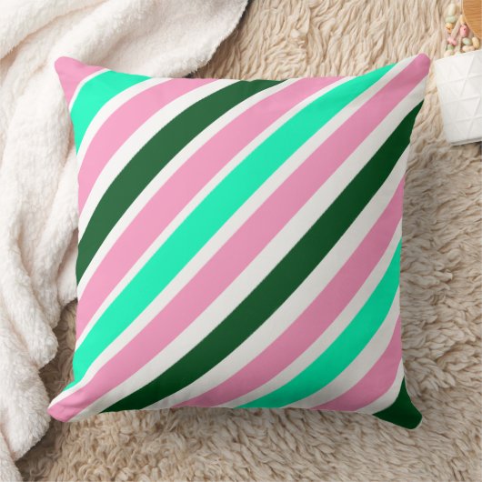 Pink and Green Christmas Candy Stripes  クッション (ブランケット)