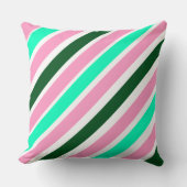 Pink and Green Christmas Candy Stripes  クッション (正面)