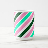 Pink and Green Christmas Candy Stripes コーヒーマグカップ (中央)